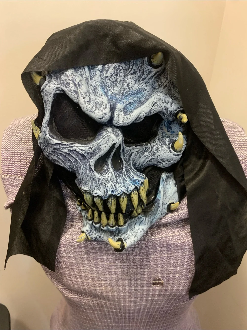 Blue Demon Skull Hooded Mask for Men